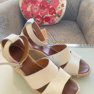 Women's White Leather Espadrille Sandals
